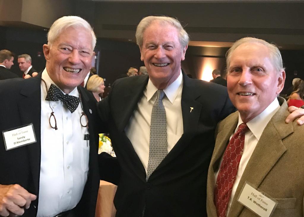 FSU's 15th president, John Thrasher, is flanked by two of his predecessors Talbot 'Sandy' D'Alemberte and T.K. Wetherell in 2017. (FSU Photography Services)